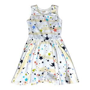 Dot Dot Smile White Striped Star Print Sleeveless Dress Size 2T